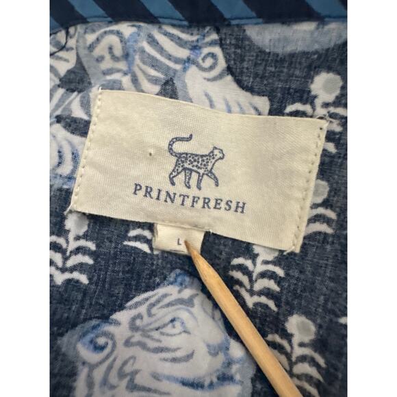 Anthropologie Printfresh Tiger Queen Navy Easy Elegance Tiered Dress Large Boho - Picture 6 of 8